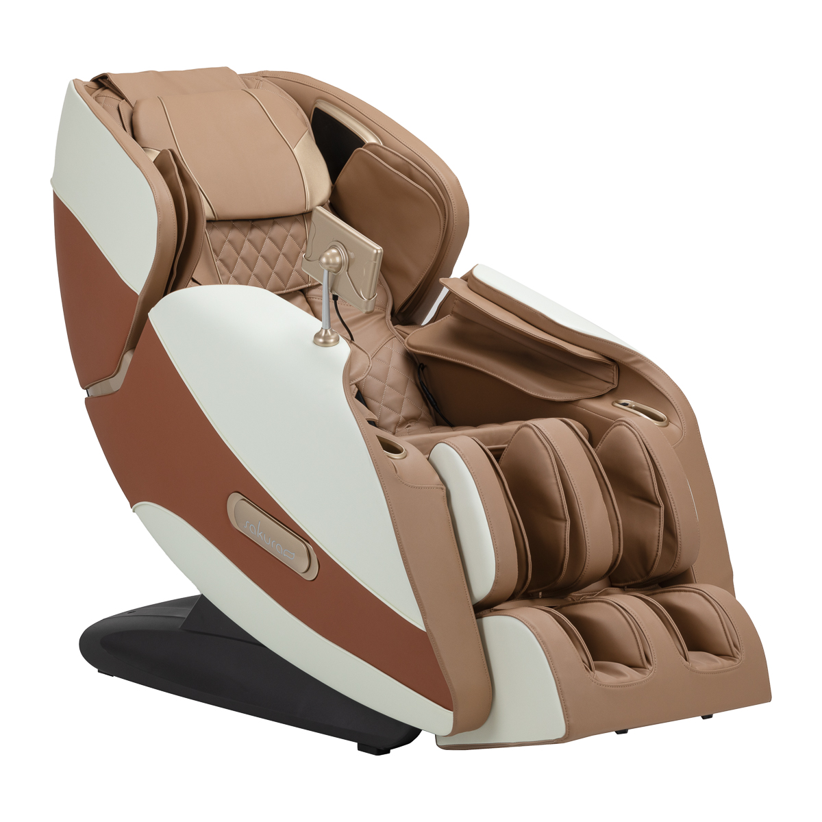 Sakura Massagesessel Luxury 808 in Weiß-Beige - Premium Relaxsessel für Friseur & Kosmetik