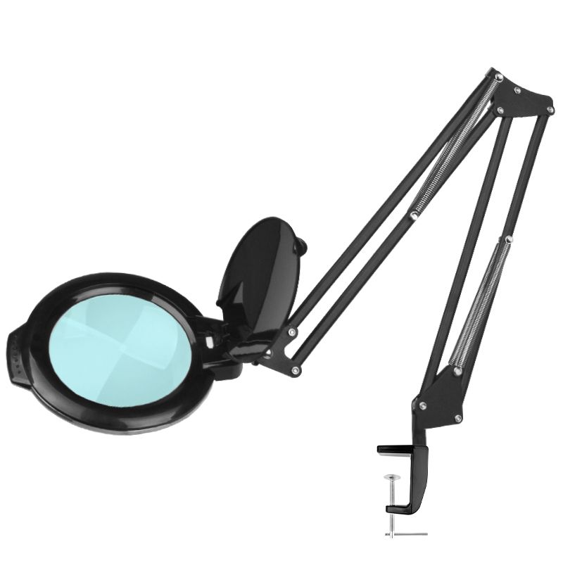 LED-Tischlupenlampe Moonlight 8013/6 Schwarz mit Lupe und professioneller Beleuchtung