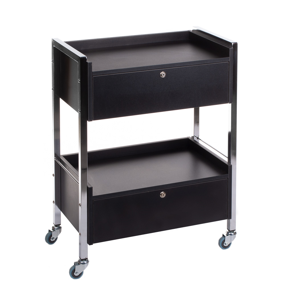 Profi Salon-Rollwagen Schwarz - Friseur & Kosmetik Schrank mit Schubladen